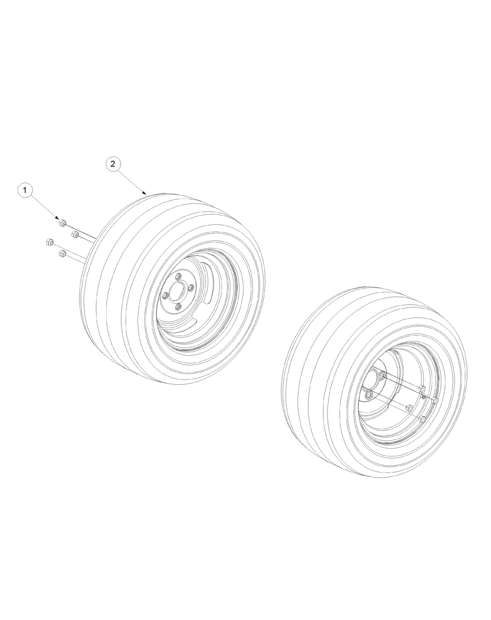 Wheel Assembly Diagram and Parts List for M60-KW LC-53AJ8CTX750-29HP-DFI-LC Cub Cadet Lawn Tractor